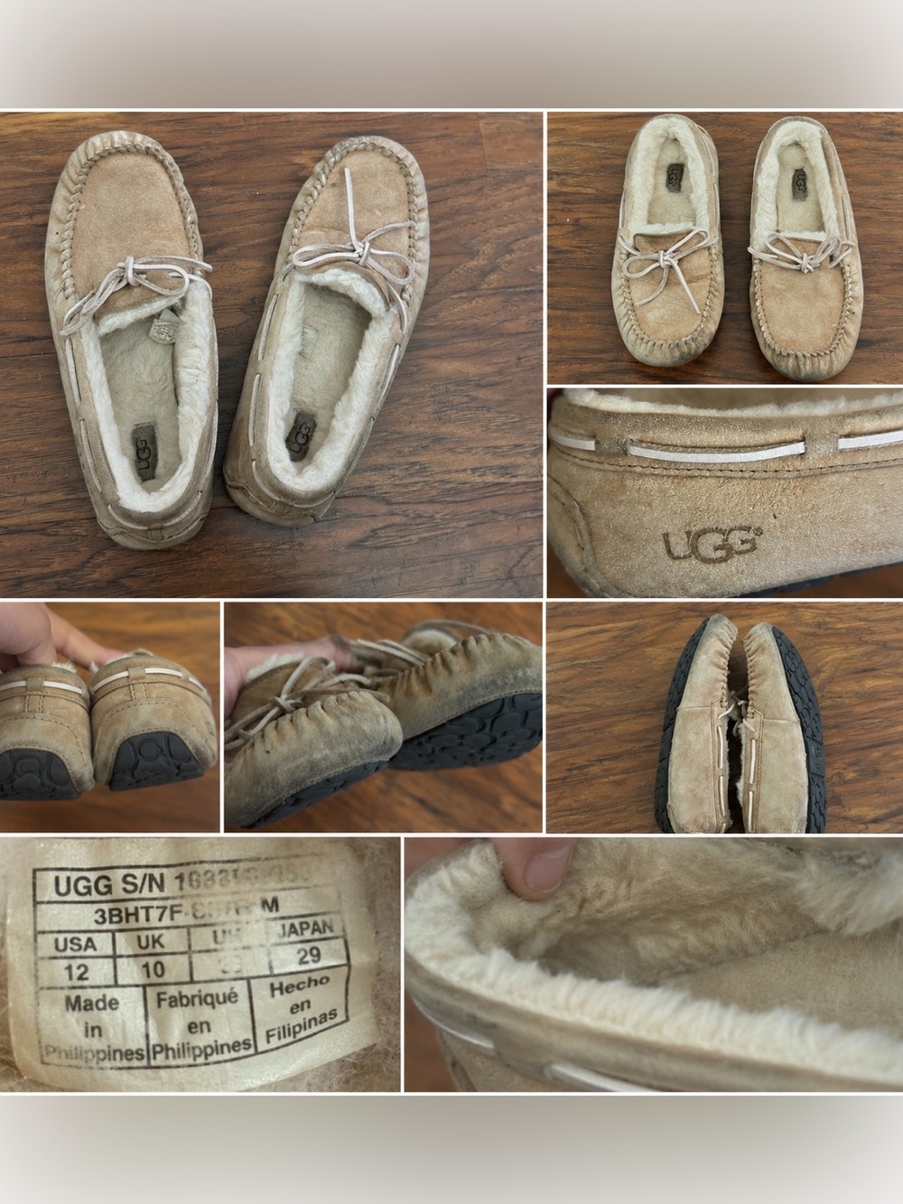 Men’s UGG Dakota Moccasin Slippers Size 12 Tan Suede‎ Shearling Lined Loafers